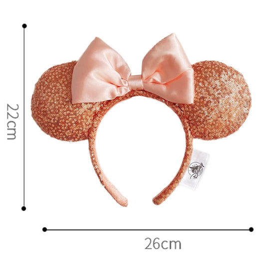 2025 Disney Mickey Mouse Ear Headband Amusement Park Hair Hoop Fish scale sequin mesh Party Headwear Girl Toy Birthday
